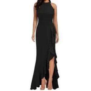 WOOSEA High Neck Split Bodycon Mermaid Cocktail Dress Black, Size S